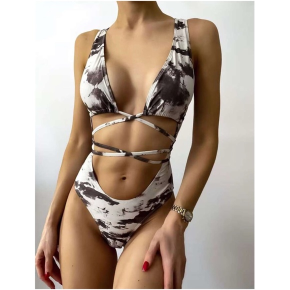 Other - Boho Tie Dye Cut out Monokini One Piece Swim